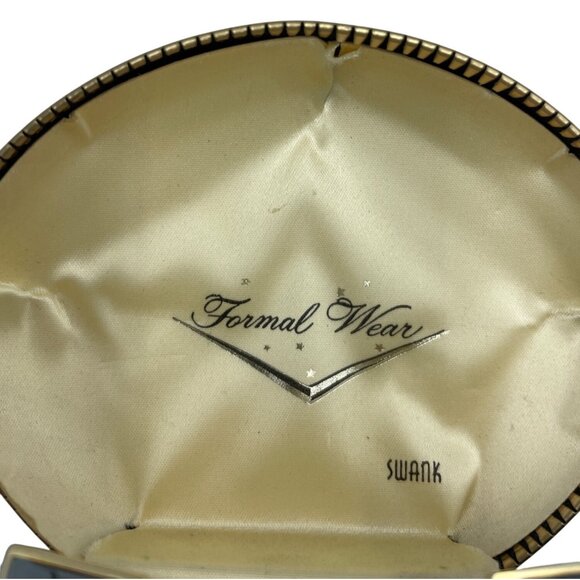 Swank Formal Wear 5 pc Cuff link Stud Set orig box Faceted Black Gold Tone Tux - Picture 9 of 16